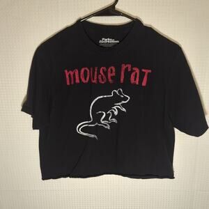 Mouse Rat Tee M Black Parks and Rec Shirt Ripple Junction Cropped Hem NBC